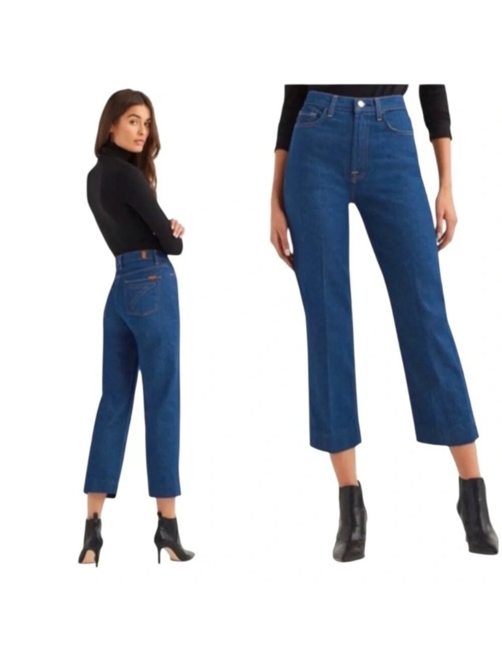 7 For All Mankind Baby Jo Dojo Pocket High Rise Cropped Trouser Jeans Size 29